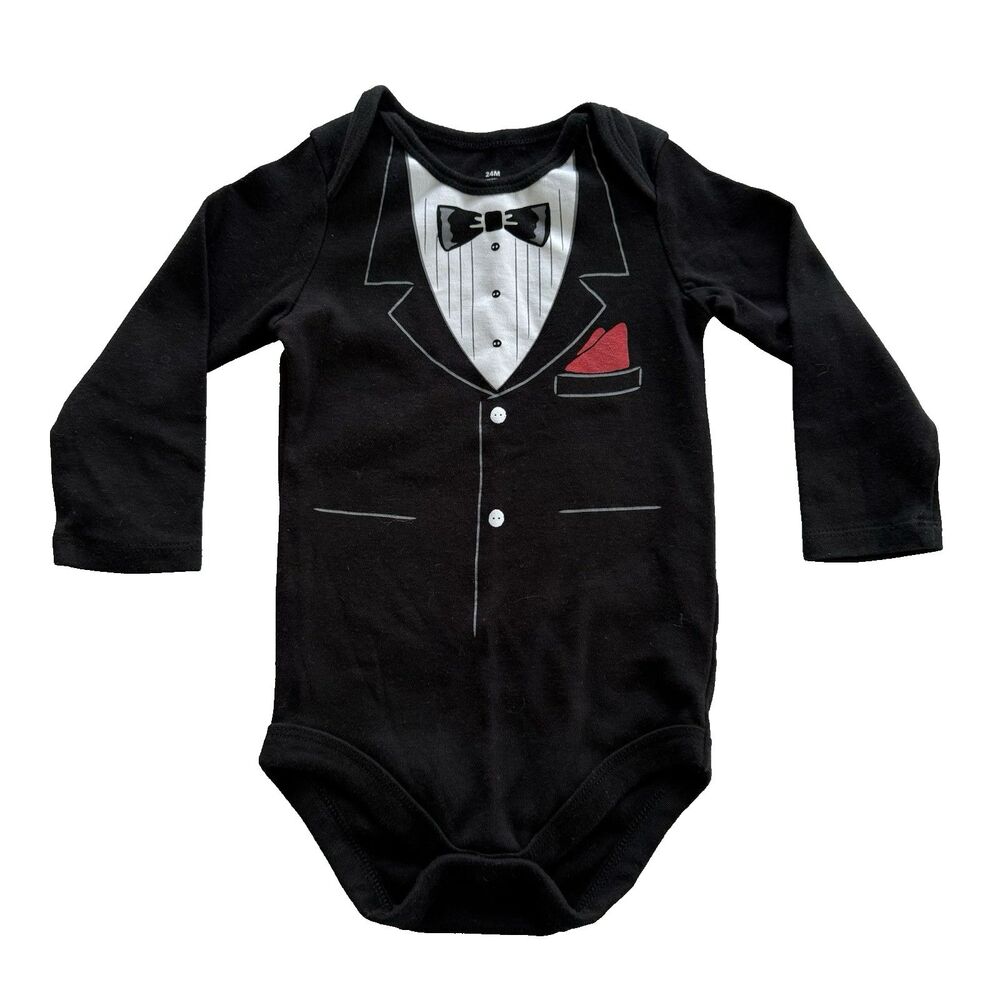 Baby Toddler Tuxedo 24M Bodysuit One Piece Romper Toddler Outfit Tux